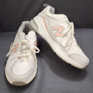New Balance 608 Shoes Womens Size 10.5 White Pink Gray Leather ABZORB Walking